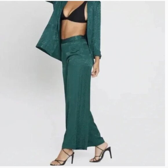 L*Space Harlow Pant In Ultramarine Emerald Green Leopard Print Size 2 - Picture 3 of 11